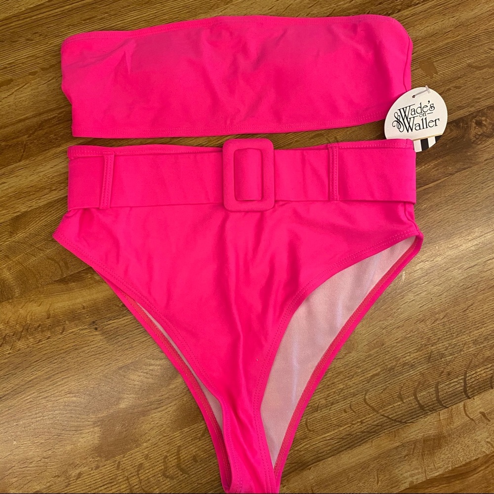 NTW pink high waist belt bikini